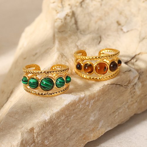 Fashion Geometric Stainless Steel Open Ring Gold Plated Zircon Stainless Steel Rings