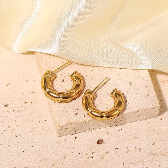 stainless steel embossed thick Cshaped earrings