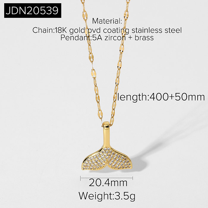 European and American Ins HighProfile Figure Fashion and FullyJewelled Zircon Mermaid Fishtail Pendant Necklace 18K GoldPlated Necklace Ornament for Women