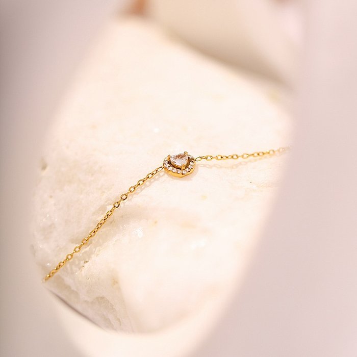 Fashion Heart Shape Stainless Steel Bracelets Gold Plated Zircon Stainless Steel Bracelets