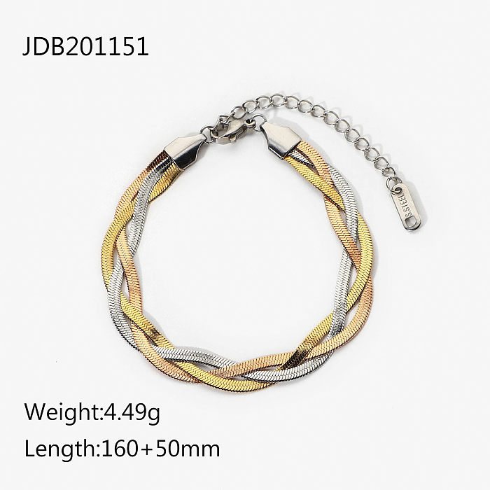 Bracelet à enroulement de chaîne de serpent à trois brins en acier inoxydable plaqué or 18 carats simple à la mode