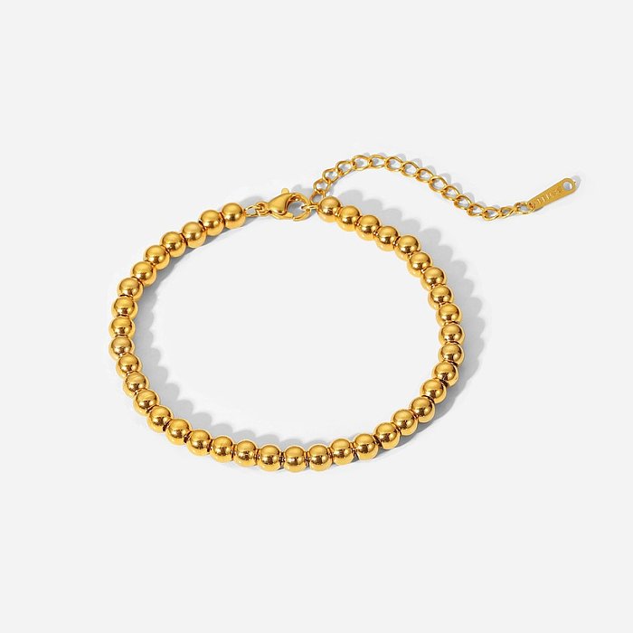 Bracelet perlé géométrique en acier inoxydable plaqué or 18 carats de nouveau style