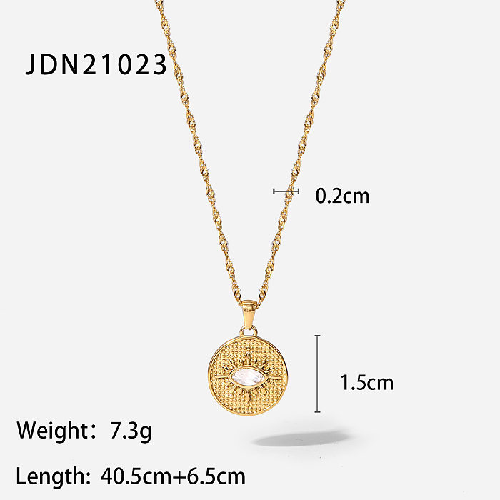 Vintage Style 18K Gold Plated Stainless Steel inlaid color crystal zircon Pendant Necklace