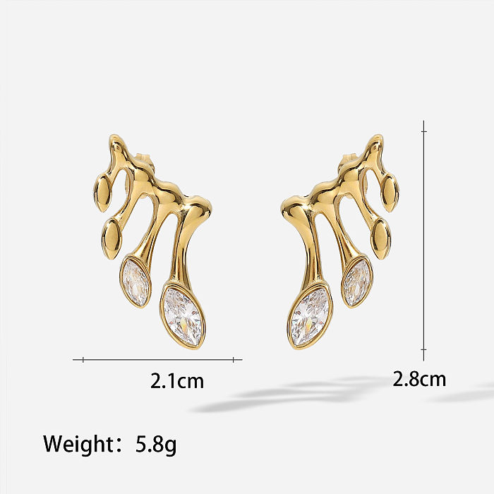WomenS Fashion Simple Style Geometric Stainless Steel Zircon Earrings Plating Stainless Steel Earrings