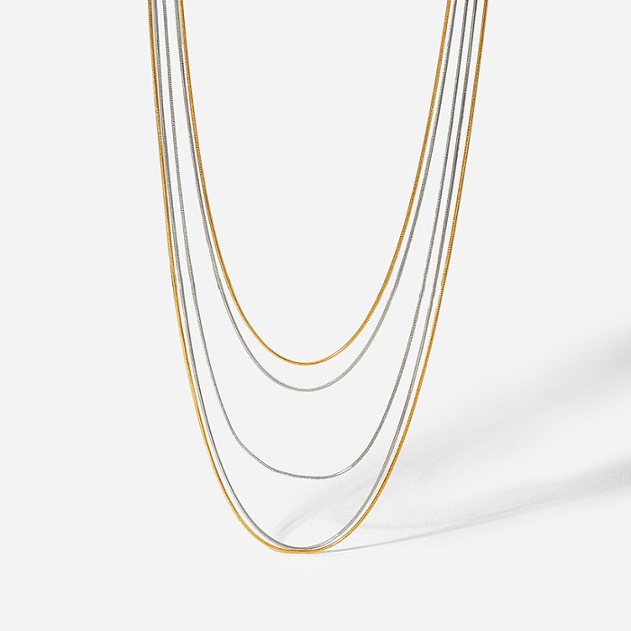 fashion 18K goldplated stainless steel snake bone chain necklace