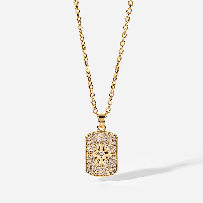 Nouveau collier pour femme étoile octogonale en acier inoxydable plaqué or 18 carats