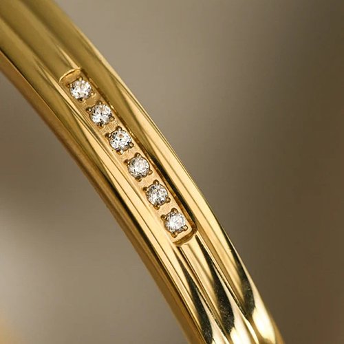Fashion Simple Style Geometric Stainless Steel Bangle Inlaid Zircon Zircon Stainless Steel Bracelets