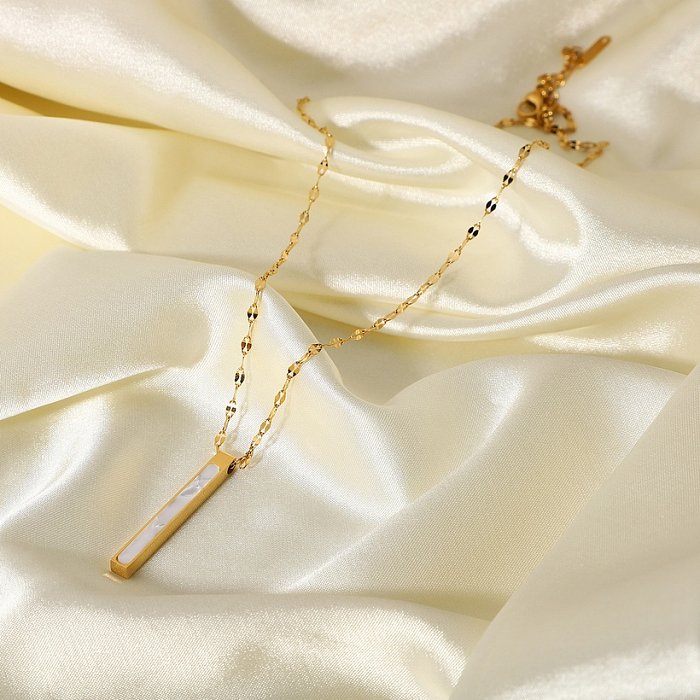 einfache rechteckige hängende Halsketten-Großhandelsschmucksachen der weißen Schale des rostfreien Stahls