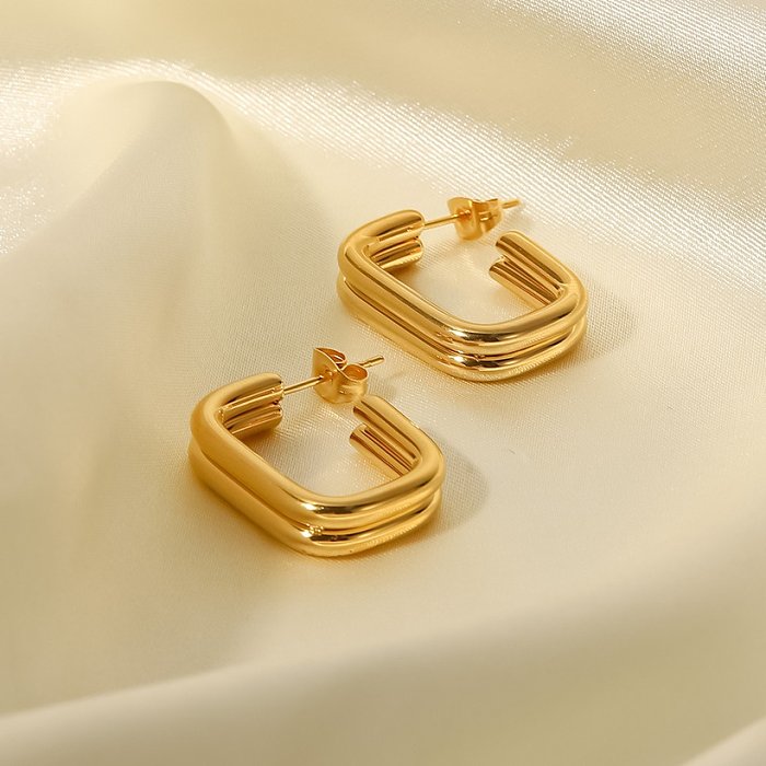 Brincos de orelha de aço inoxidável em forma de U da moda brincos de aço inoxidável banhados a ouro