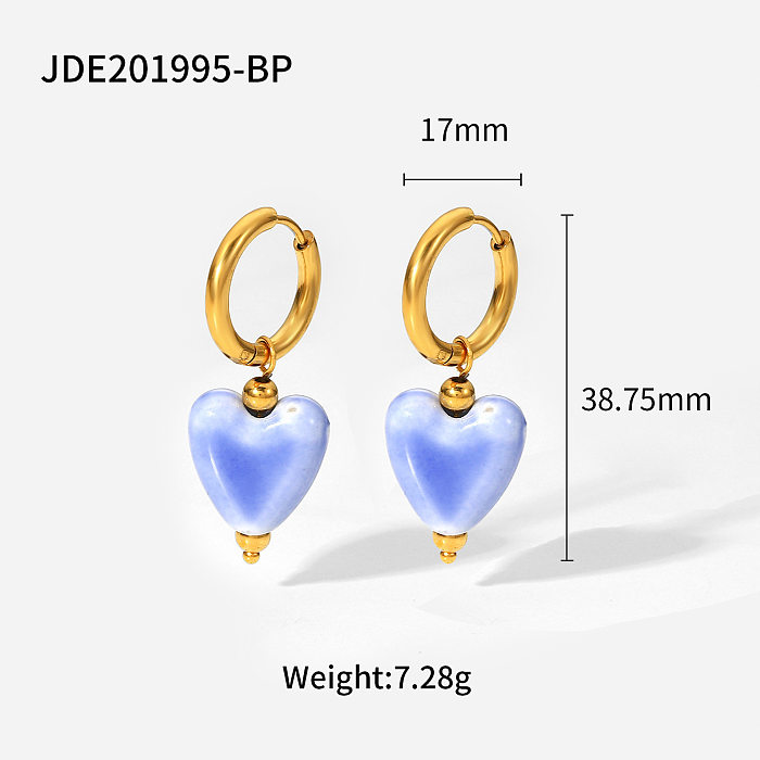 neue Art 14K Gold Plated Edelstahl Farbe HeartShaped Anhänger Ohrringe