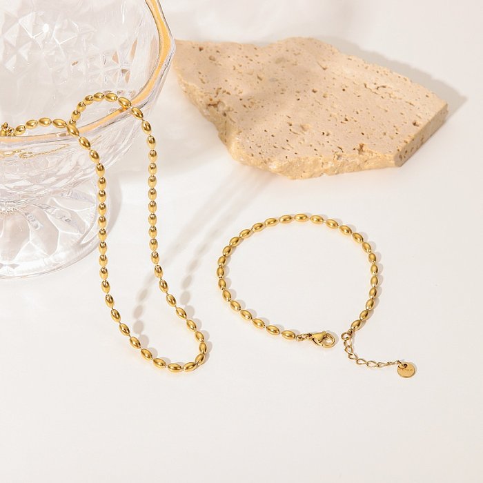 Halskette der Frauen des neuen ovalen Kornes 14K des Goldedelstahls der Art und Weise Großhandel