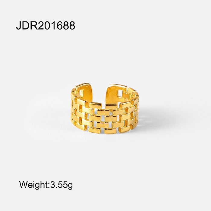 Anel aberto de tendência de moda europeia e americana anel de aço inoxidável banhado a ouro 18k