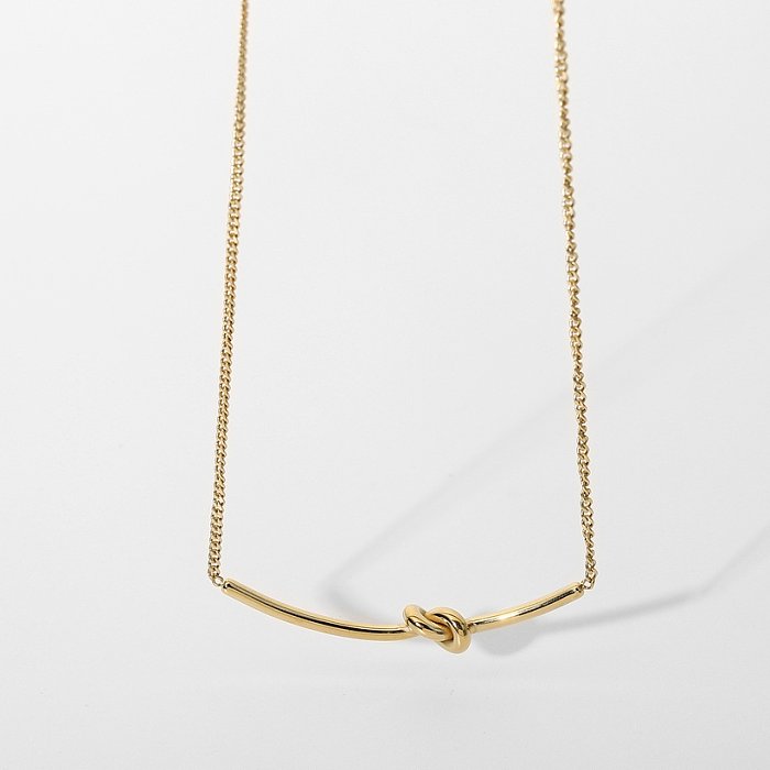 novo colar de nó de aço inoxidável banhado a ouro 14k fashion