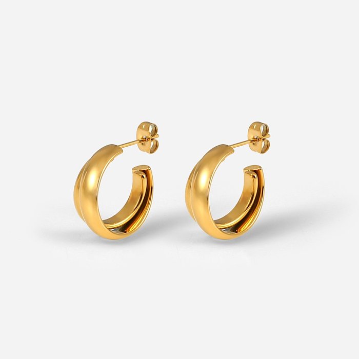 fashion simple 18K gold stainless steel geometric hoop earrings