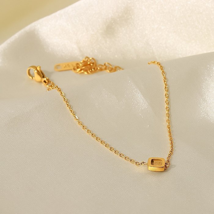 Pulseiras quadradas fashion de aço inoxidável banhadas a ouro zircão pulseiras de aço inoxidável
