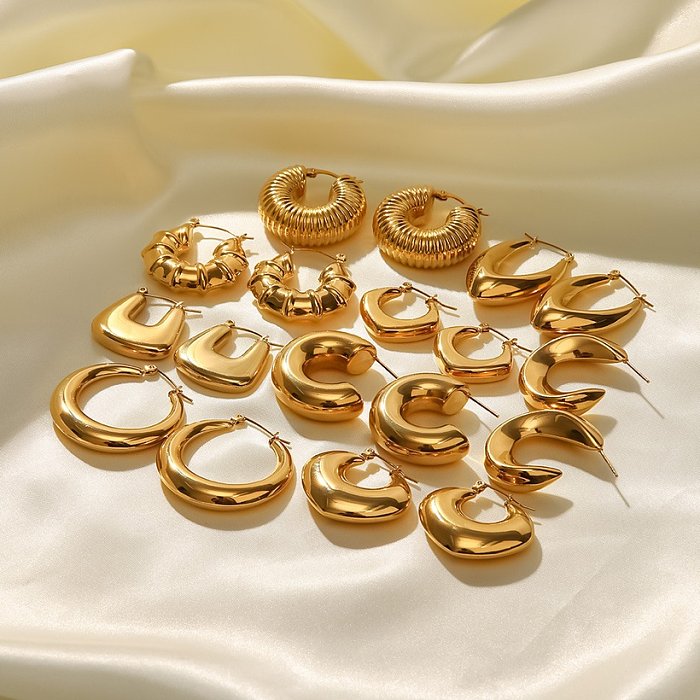 Pendientes geométricos de acero inoxidable de moda Pendientes de acero inoxidable chapados en oro