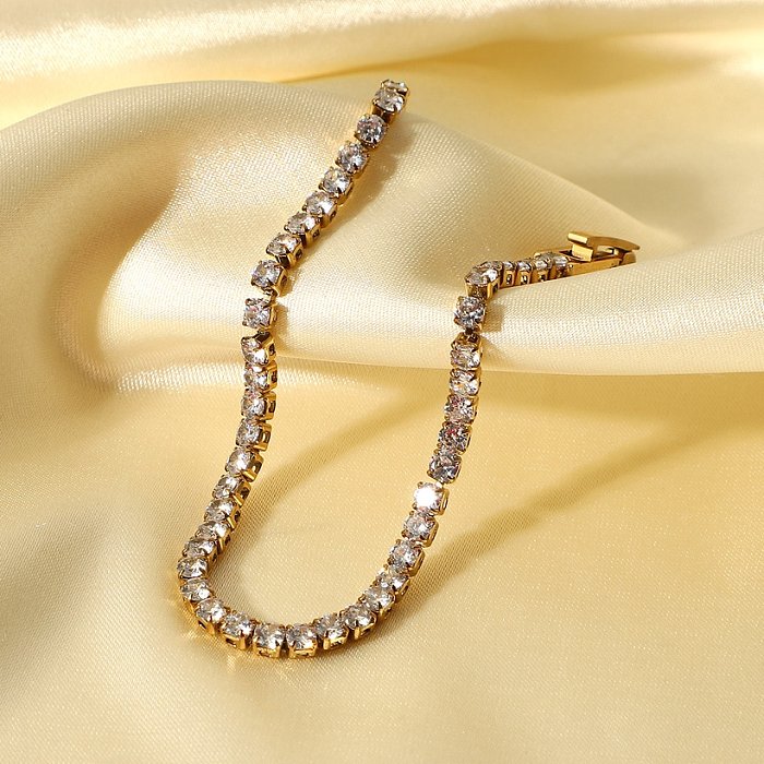 nouvelle mode 14K or incrusté de zircon en acier inoxydable dames rétro bijoux bracelet