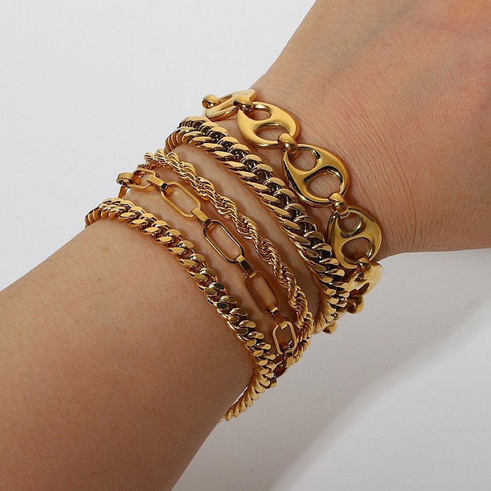 Retro Geometric Stainless Steel Bracelets Stripe Stainless Steel Bracelets
