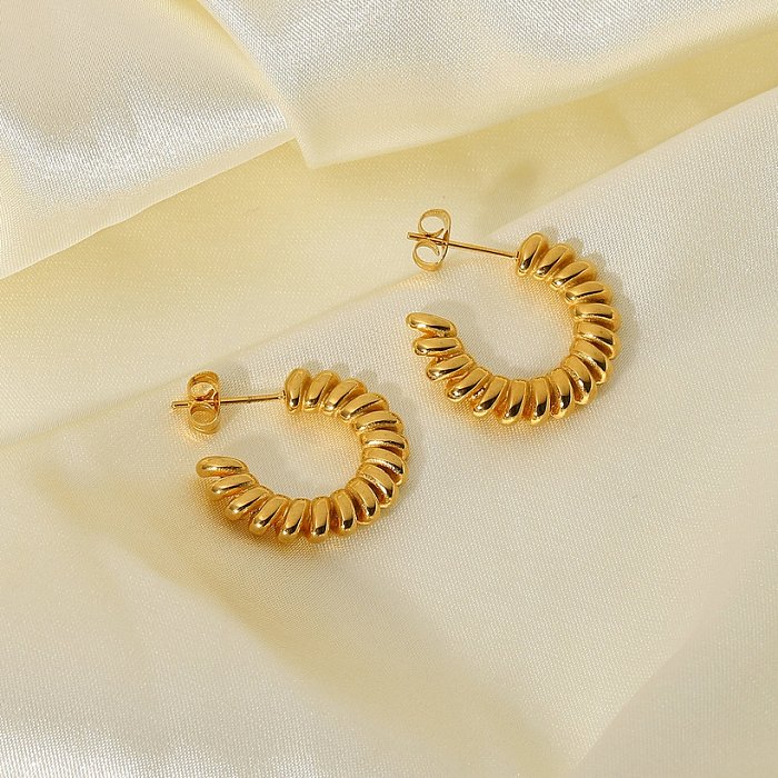 Wholesale Jewelry Spiral Twisted Cshaped Stainless Steel Earrings jewelry