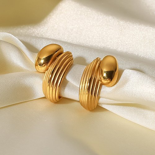 Brincos de orelha de aço inoxidável geométricos da moda em camadas em camadas de brincos de aço inoxidável folheados a ouro