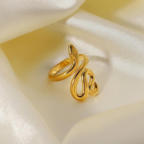 Mesmo anel europeu e americano 18K anel de aço inoxidável fashion anel aberto em forma de cobra joias anel fashion
