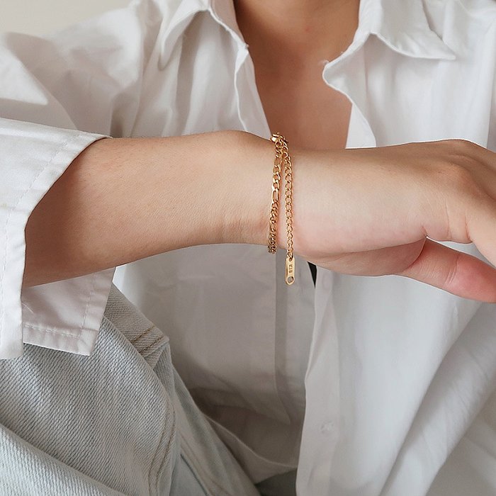 bracelet en acier inoxydable plaqué or galvanoplastie de mode