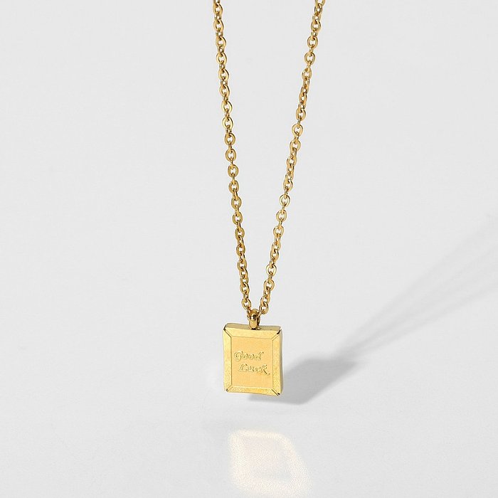 wholesale jewelry small square brand pendant stainless steel necklace jewelry