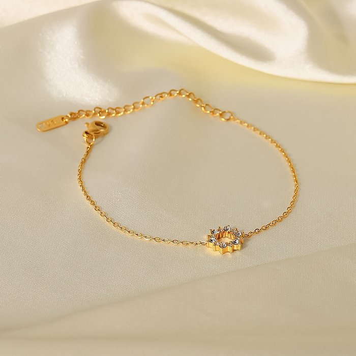 Fashion Snowflake Stainless Steel Bracelets Gold Plated Hollow Out Zircon Stainless Steel Bracelets