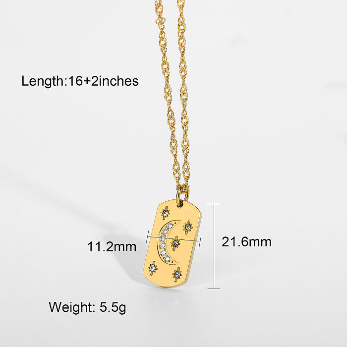 New 18K Gold Plated Stainless Steel Necklace Fashion Personality Necklace Square Tarot Stamp Pendant Necklace Ornament