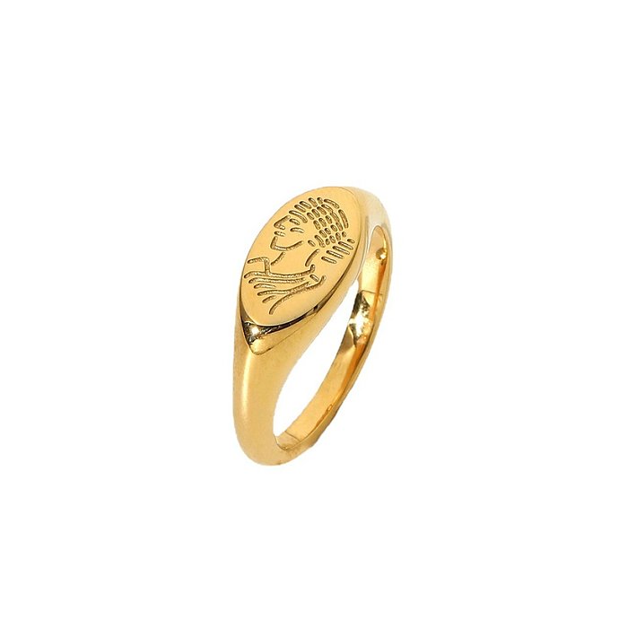 Retro 18 Karat vergoldeter ovaler Ring aus geschnitztem Porträt aus Edelstahl