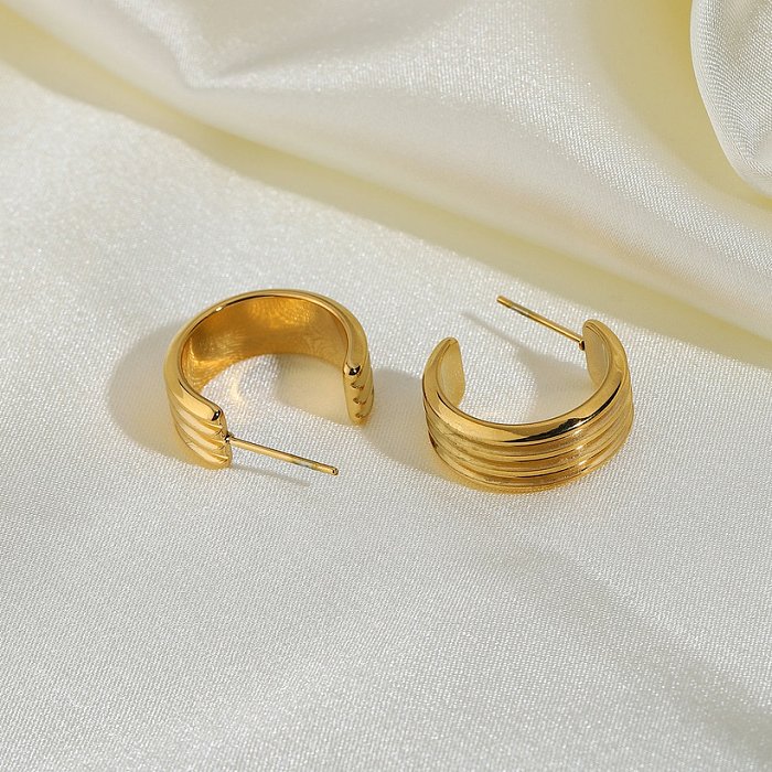 earrings jewelry 18K vacuum plating gold stainless steel threelayer cshaped tire earrings