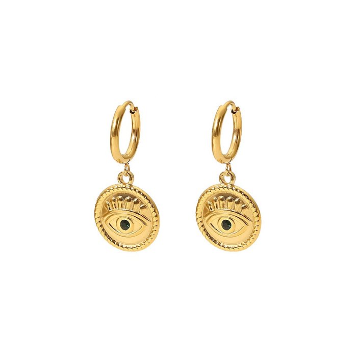 Fashion Eye Stainless Steel Drop Earrings Gold Plated Artificial Gemstones Stainless Steel Earrings