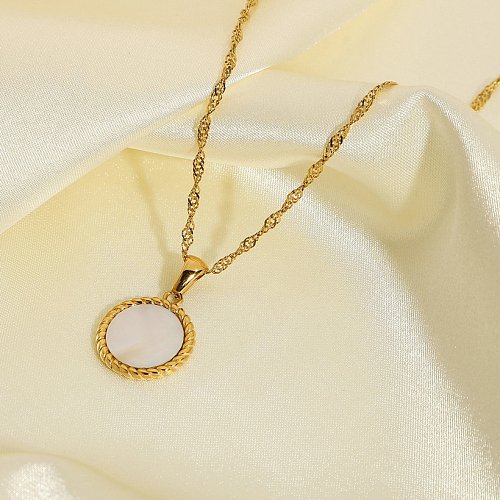 fashion shell croissant pendant 18K gold plated stainless steel necklace