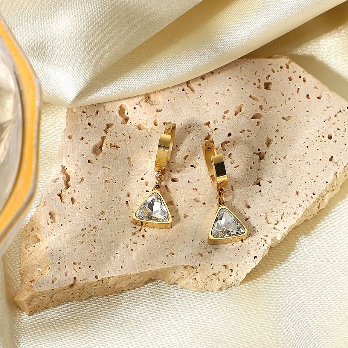 Triangular stainless steel jewelry gemstone pendant earrings jewelry
