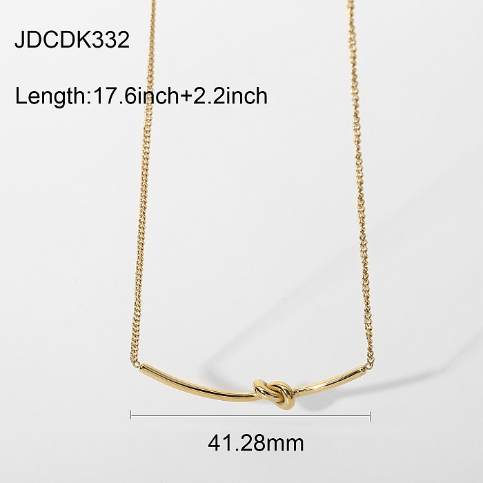 novo colar de nó de aço inoxidável banhado a ouro 14k fashion