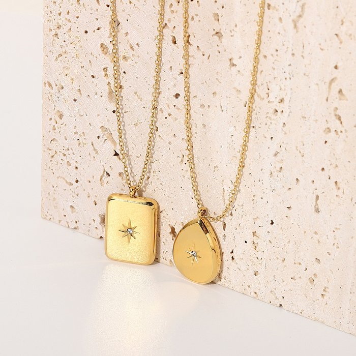 New 18K Gold Stainless Steel Zircon Star Pendant Necklace