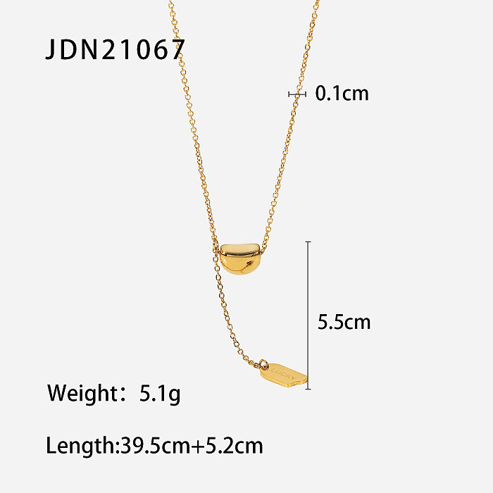 Collar con colgante de semicírculo de acero inoxidable con cadena redonda chapada en oro simple de 18 quilates