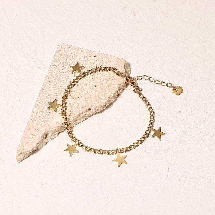 ذهبية خماسية نجمة شرابة قلادة الكوبي سلسلة سوار هندسي