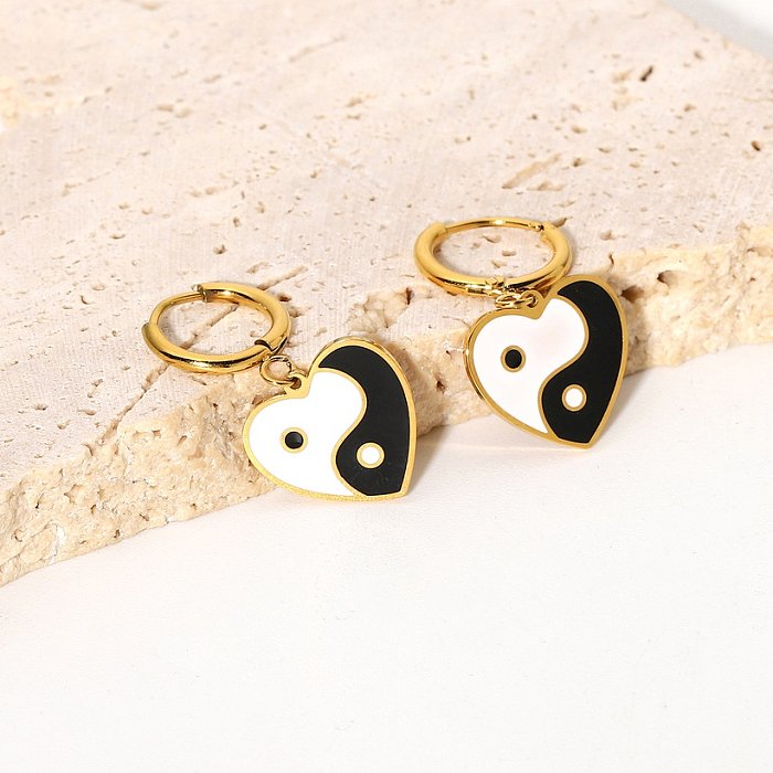 Wholesale Jewelry Stainless Steel Enamel Tai Chi Pendant Earrings jewelry