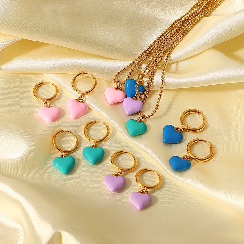 Art- und Weiseherz-hängende Halskette 18K Gold-Edelstahl-Tropföl-Ohrringe