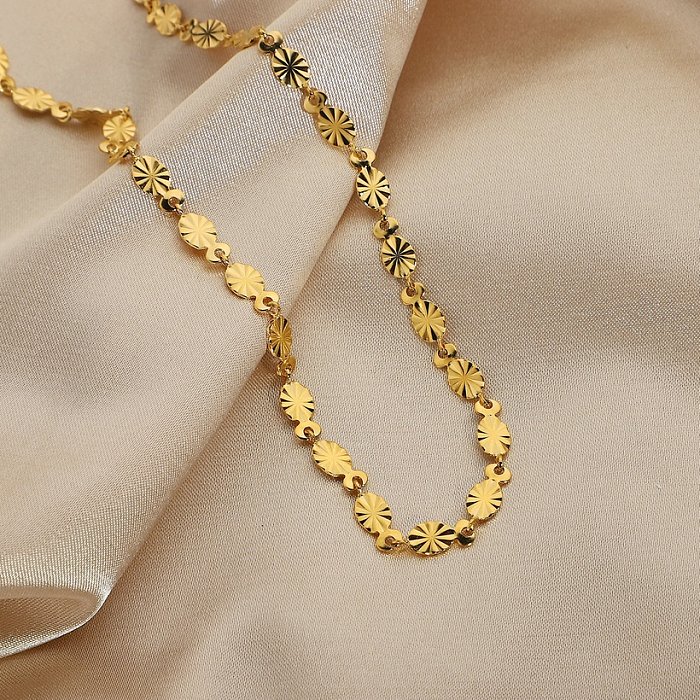 classic gold oval petal goldplated stainless steel necklace