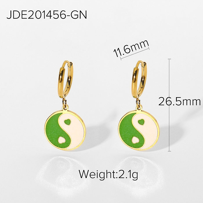 wholesale jewelry goldplated round pendant drop oil stainless steel earrings jewelry