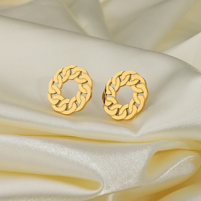 new fashion 18K goldplated round flat chain stainless steel stud