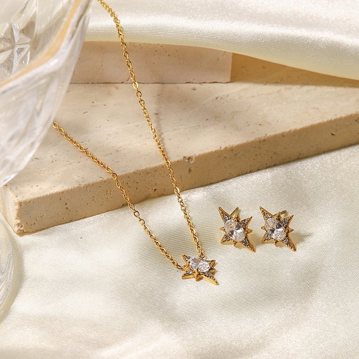 Fashion Star Stainless Steel Necklace Plating Zircon Stainless Steel Necklaces