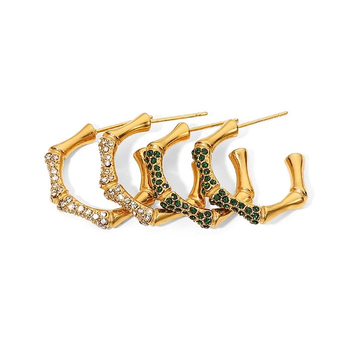 Fashion Geometric Stainless Steel Earrings Plating Rhinestones Stainless Steel Earrings