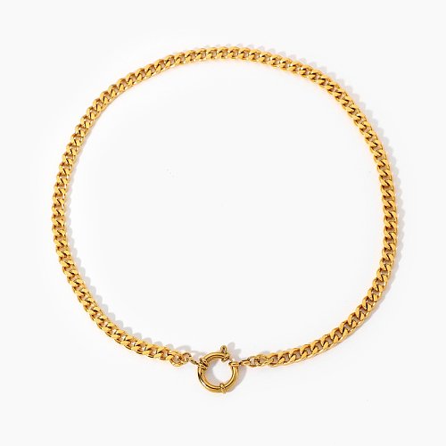 European and American necklace 18K goldplated stainless steel spring clasp Cuban chain necklace jewelry