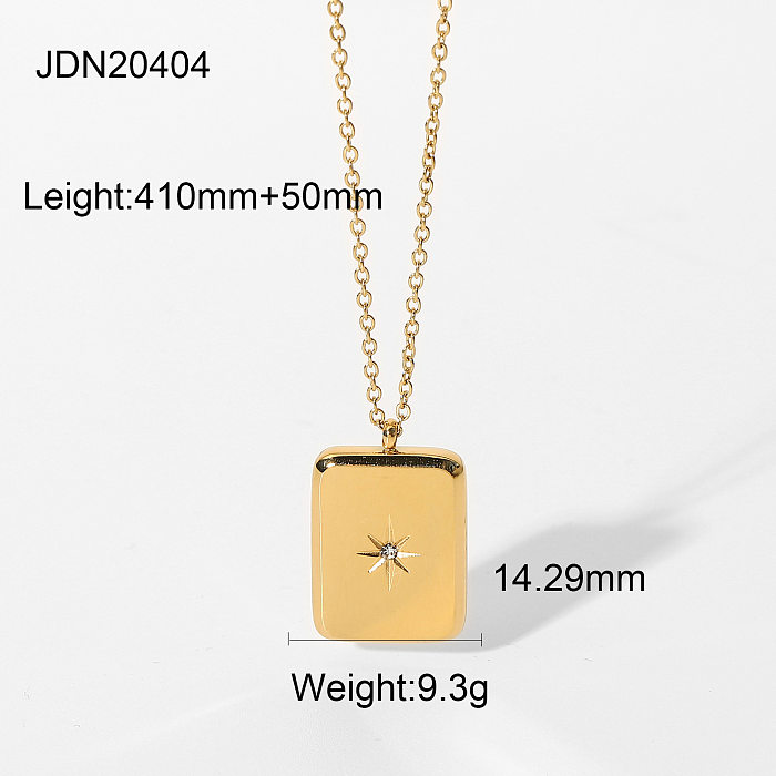 Novo colar pingente estrela de zircão em ouro 18K em aço inoxidável