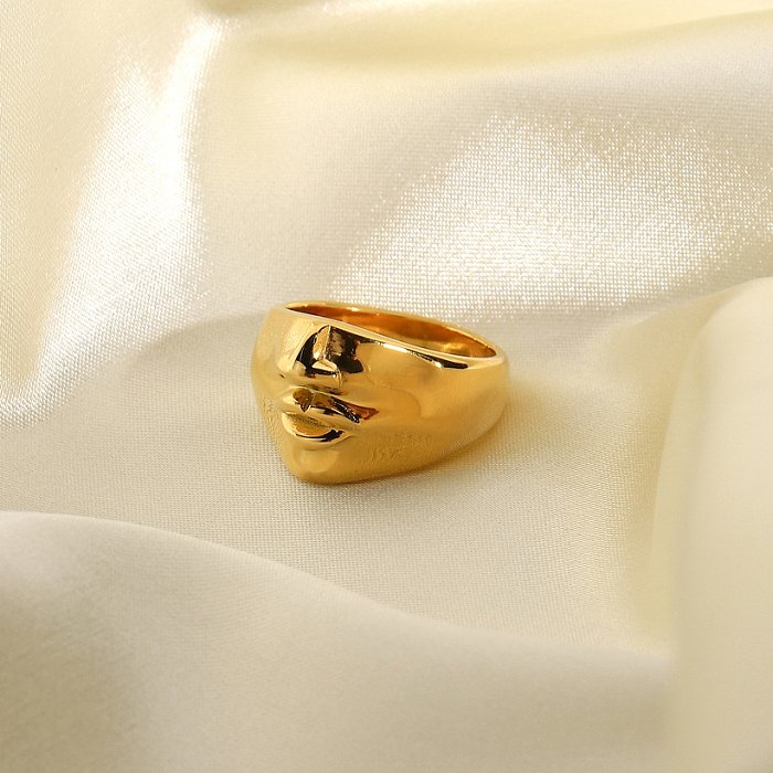 hiphop geometric face stainless steel ring wholesale