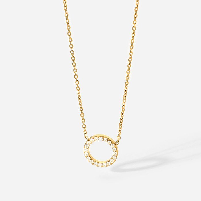 Hohle geometrische Scheibe herzförmige Halskette Schmuck Gold Edelstahl Halskette