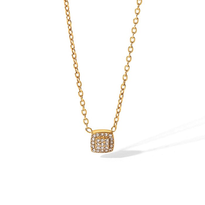 Fashion Geometric Stainless Steel Pendant Necklace Plating Zircon Stainless Steel Necklaces